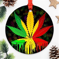 Cannabis Leaf Color Round Ornament (two Sides) by Vaneshart