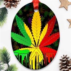 Cannabis Leaf Color Oval Ornament (two Sides) by Vaneshart