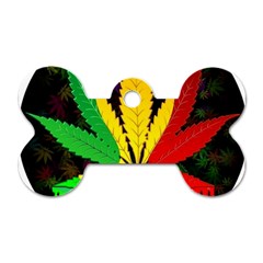 Cannabis Leaf Color Dog Tag Bone (one Side) by Vaneshart