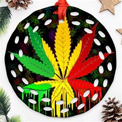 Cannabis Leaf Color Ornament (round Filigree) by Vaneshart