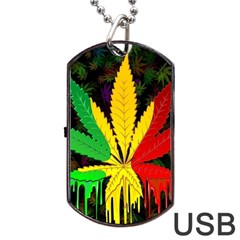 Cannabis Leaf Color Dog Tag Usb Flash (two Sides) by Vaneshart