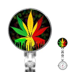 Cannabis Leaf Color Stainless Steel Nurses Watch by Vaneshart