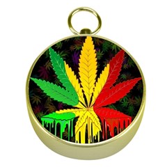 Cannabis Leaf Color Gold Compasses