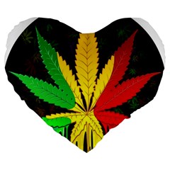 Cannabis Leaf Color Large 19  Premium Flano Heart Shape Cushions by Vaneshart