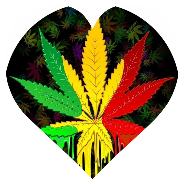 Cannabis Leaf Color Wooden Puzzle Heart