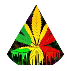 Cannabis Leaf Color Wooden Puzzle Triangle