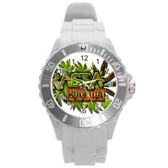 Cannabis Hemp Hashish Illegal Drug Trade Rasta Round Plastic Sport Watch (l) by Vaneshart