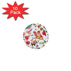 Watercolour Flowers Watercolor Painting Drawing 1  Mini Buttons (10 Pack)  by Vaneshart