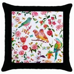 Watercolour Flowers Watercolor Painting Drawing Throw Pillow Case (black) by Vaneshart