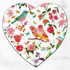 Watercolour Flowers Watercolor Painting Drawing Jigsaw Puzzle (heart) by Vaneshart