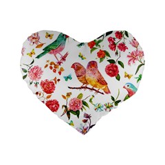 Watercolour Flowers Watercolor Painting Drawing Standard 16  Premium Flano Heart Shape Cushions by Vaneshart