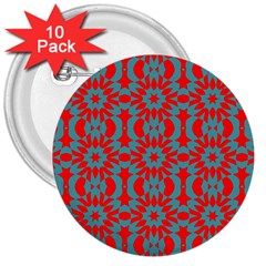 Seamless Geometric Pattern In A Red 3  Buttons (10 Pack) 