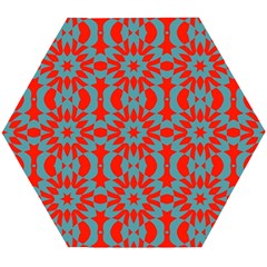 Seamless Geometric Pattern In A Red Wooden Puzzle Hexagon