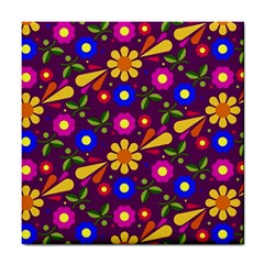 Flowers Patterns Multicolored Vector Tile Coaster by Vaneshart