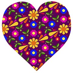 Flowers Patterns Multicolored Vector Wooden Puzzle Heart by Vaneshart