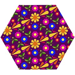 Flowers Patterns Multicolored Vector Wooden Puzzle Hexagon