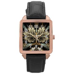 Roots Abstract Sectors Layers Colors Rose Gold Leather Watch  by Vaneshart