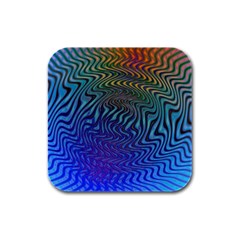 Abstract Circles Lines Colorful Rubber Square Coaster (4 Pack)  by Vaneshart