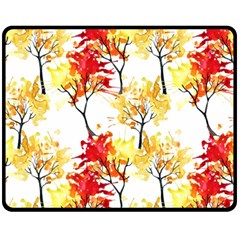 Watercolor Painting Autumn Illustration Autumn Tree Fleece Blanket (medium)  by Vaneshart