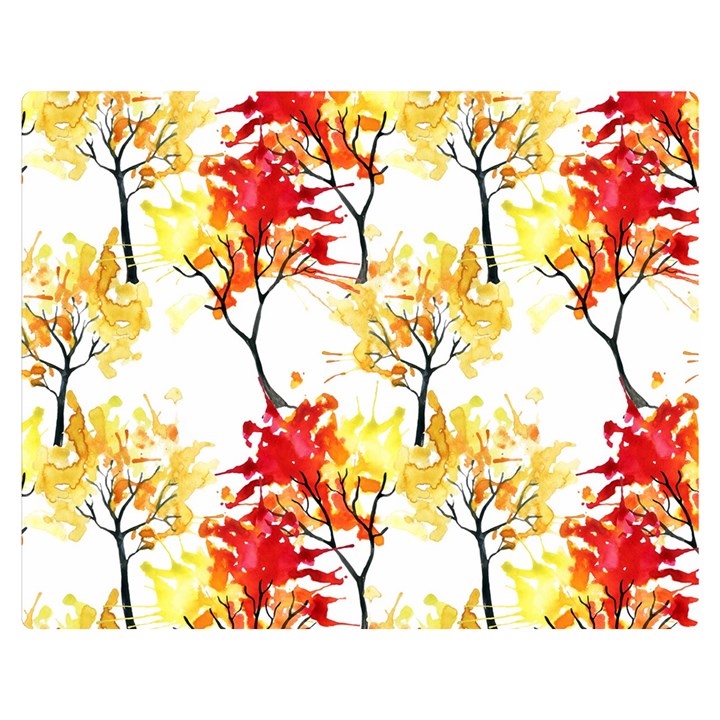 Watercolor Painting Autumn Illustration Autumn Tree Double Sided Flano Blanket (Medium) 