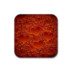 Heart Orange Texture Many Rubber Coaster (square)  by Vaneshart