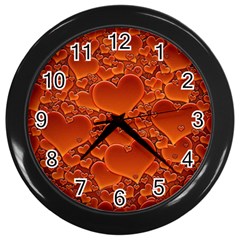 Heart Orange Texture Many Wall Clock (black)