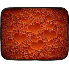 Heart Orange Texture Many Fleece Blanket (mini) by Vaneshart