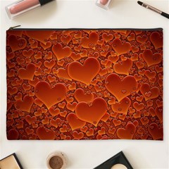 Heart Orange Texture Many Cosmetic Bag (xxxl) by Vaneshart