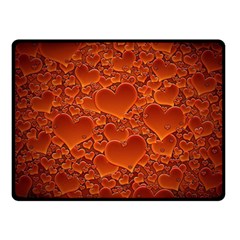 Heart Orange Texture Many Double Sided Fleece Blanket (small)  by Vaneshart