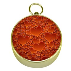 Heart Orange Texture Many Gold Compasses by Vaneshart