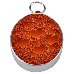 Heart Orange Texture Many Silver Compasses by Vaneshart