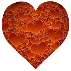 Heart Orange Texture Many Wooden Puzzle Heart