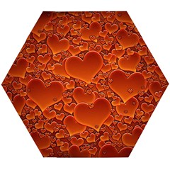 Heart Orange Texture Many Wooden Puzzle Hexagon