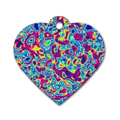 Ripple Motley Colorful Spots Abstract Dog Tag Heart (two Sides) by Vaneshart