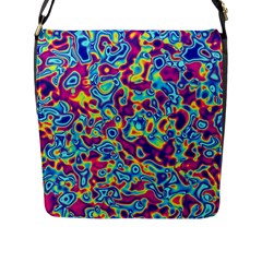 Ripple Motley Colorful Spots Abstract Flap Closure Messenger Bag (l) by Vaneshart