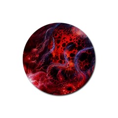 Art Space Abstract Red Line Rubber Coaster (round)  by Vaneshart