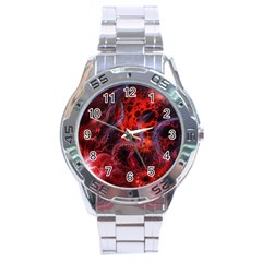 Art Space Abstract Red Line Stainless Steel Analogue Watch by Vaneshart