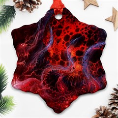 Art Space Abstract Red Line Snowflake Ornament (two Sides) by Vaneshart