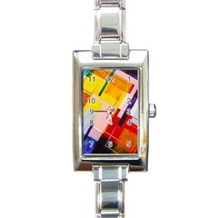 Abstract Lines Shapes Colorful Rectangle Italian Charm Watch by Vaneshart