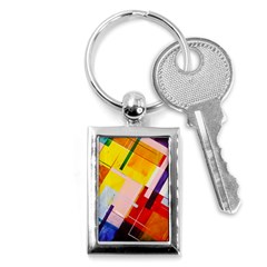 Abstract Lines Shapes Colorful Key Chain (rectangle) by Vaneshart