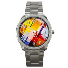 Abstract Lines Shapes Colorful Sport Metal Watch by Vaneshart