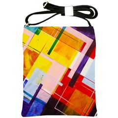 Abstract Lines Shapes Colorful Shoulder Sling Bag by Vaneshart