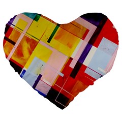 Abstract Lines Shapes Colorful Large 19  Premium Flano Heart Shape Cushions by Vaneshart