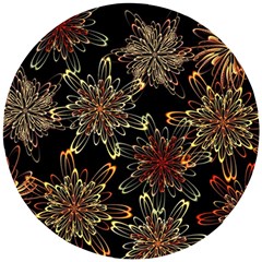 Patterns Abstract Flowers Wooden Puzzle Round