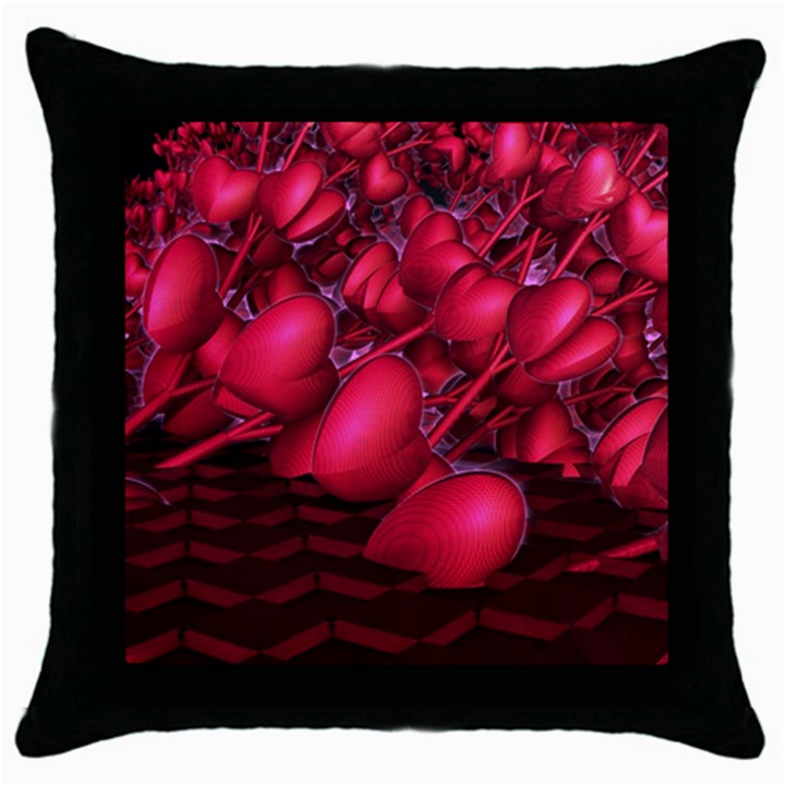 Heart Abstract Shape Pink Light Throw Pillow Case (Black)