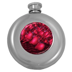 Heart Abstract Shape Pink Light Round Hip Flask (5 Oz) by Vaneshart