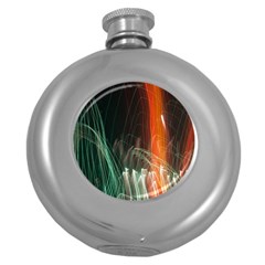 Fireworks Salute Sparks Abstract Lines Round Hip Flask (5 Oz) by Vaneshart