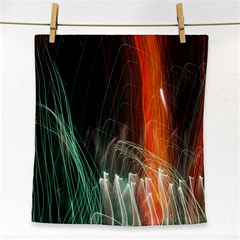 Fireworks Salute Sparks Abstract Lines Face Towel by Vaneshart