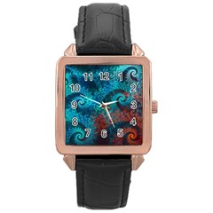 Abstract Patterns Spiral Rose Gold Leather Watch 