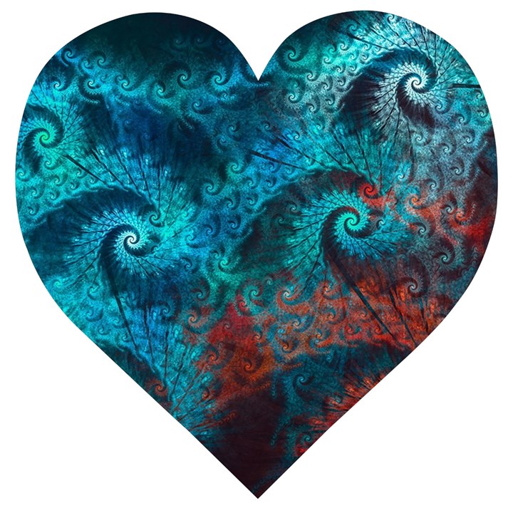 Abstract Patterns Spiral Wooden Puzzle Heart